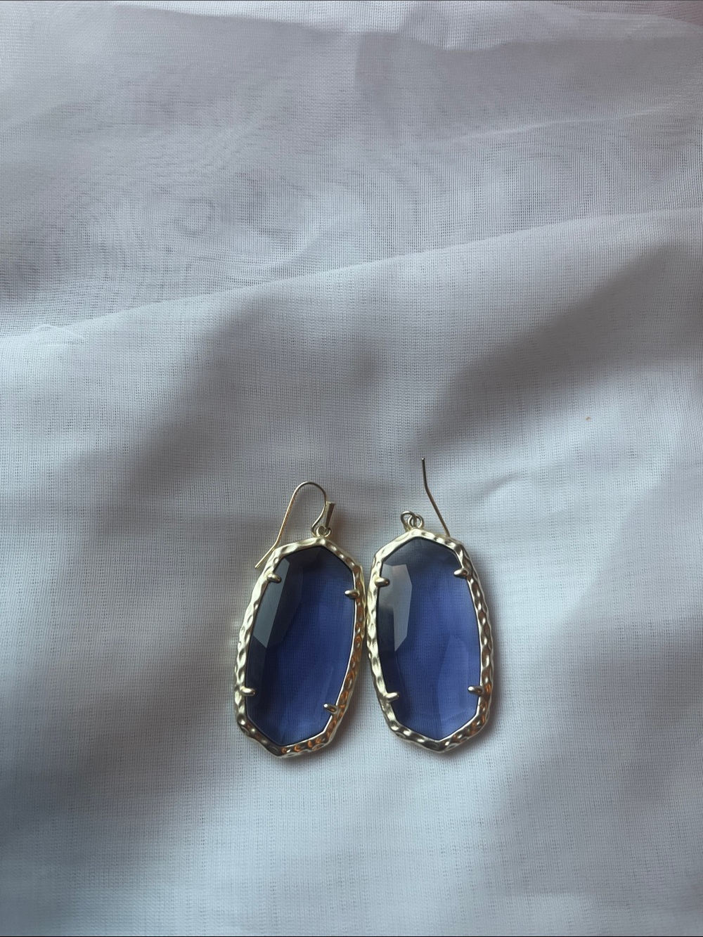 Kendra Scott Blue Stone Gold-Trim Dangle Earrings